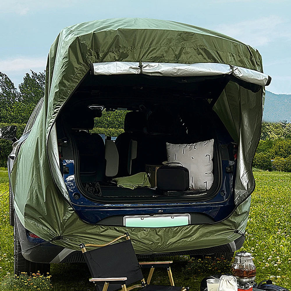 Camping Car Rear Tent Outdoor Car Trunk Tent w Canopy Car Trunk Extension Tent Sunshine-Proof Camping Equipment Travel Supples CMBs Fishing and Outdoor Gear