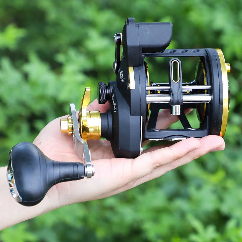 Sougayilang Saltwater Fishing Reels Cast Drum Wheel Trolling Casting Reel Boat Ocean Fishing Reel Round Baitcasting Reel Pesca CMBs Fishing and Outdoor Gear