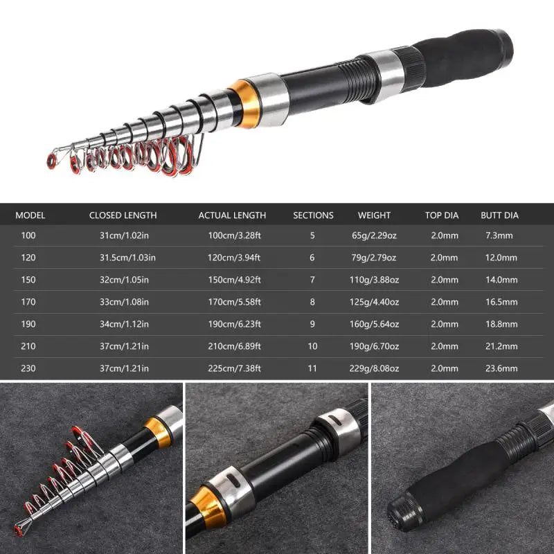 Outdoor Fishing Telescopic Mini Fishing Rods Super Hard Carbon Steel Rivers Lakes Fishing Rod Portable Sea Pole Equipment CMBs Fishing and Outdoor Gear