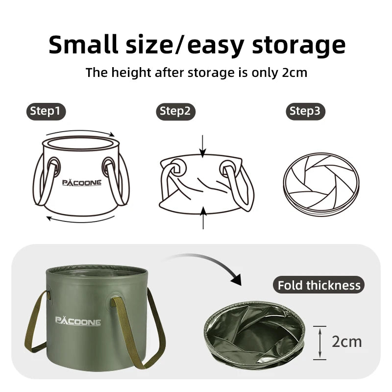 PACOONE Foldable Round Bucket Outdoor Travel Portable Water Basin Storage Bucket Camping Equipment CMBs Fishing and Outdoor Gear