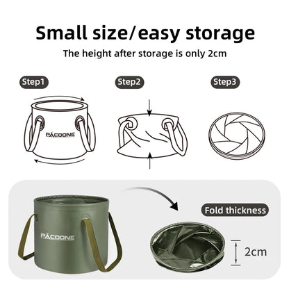 PACOONE Foldable Round Bucket Outdoor Travel Portable Water Basin Storage Bucket Camping Equipment CMBs Fishing and Outdoor Gear