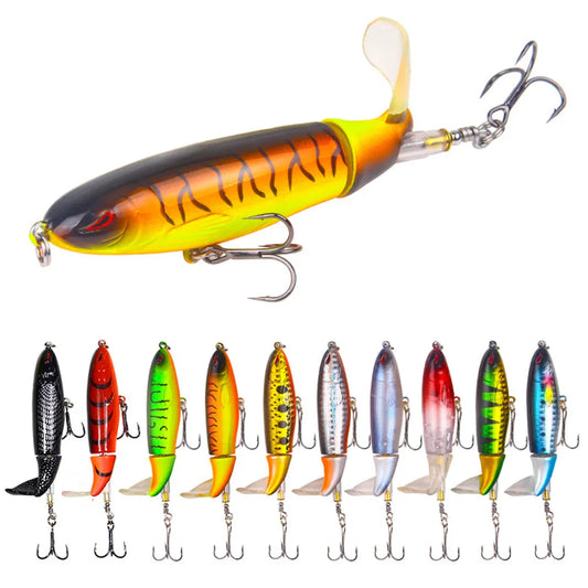 10cm/14cm Topwater Fishing Lure Whopper Popper Artificial Bait Hard Plopper Soft Rotating Tail Fishing Tackle Fishing Bait The Clovii's Extravaganza!!!