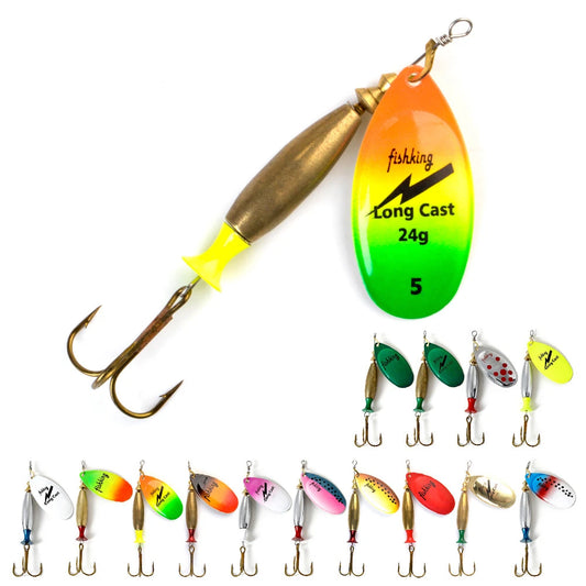 Long Cast Spinner Bait Fishing Lure 4#-18g 5#-24g Rotating Metal Spinbait Spoon Lures pike With Treble Hooks fishing Accessories The Clovii's Extravaganza!!!