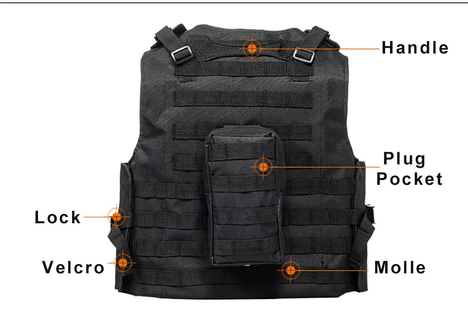 Airsoft Military Gear Tactical Vest Molle Combat Assault Plate Carrier Tactical Vest 10 Colors CS Outdoor Clothing Hunting Vest CMBs Fishing and Outdoor Gear