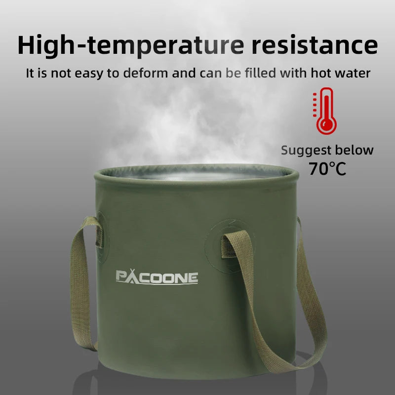 PACOONE Foldable Round Bucket Outdoor Travel Portable Water Basin Storage Bucket Camping Equipment CMBs Fishing and Outdoor Gear