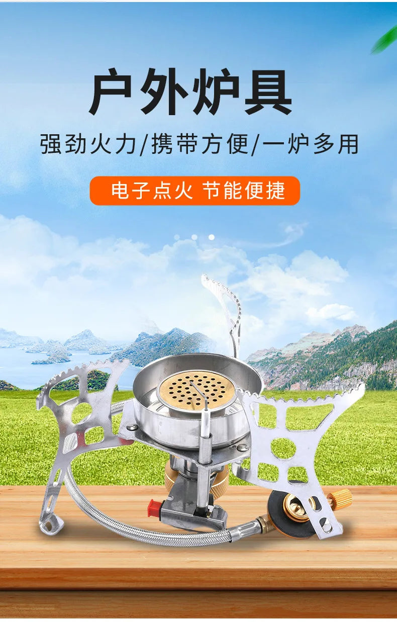 Widesea Camping Tourist Burner 3000W Gas Stove Cookware Portable Furnace Picnic Barbecue Tourism Supplies Outdoor Recreation The Clovii's Extravaganza!!!