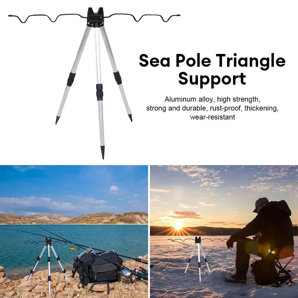 Fishing Rods Support Frame 3-folded Fishing Rod Rest Base Load-bearing Telescopic Fishing Rod Bracket Stand Holder Tripod CMBs Fishing and Outdoor Gear