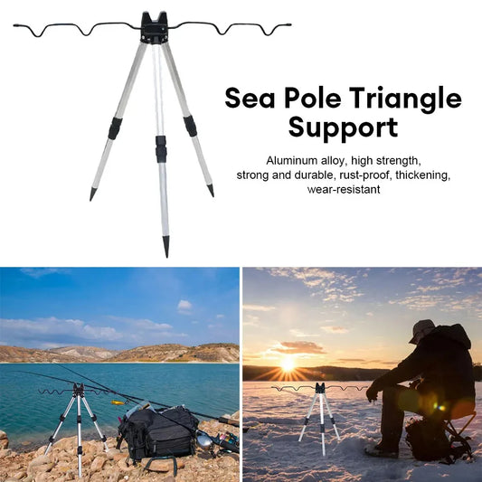 Fishing Rods Support Frame 3-folded Fishing Rod Rest Base Load-bearing Telescopic Fishing Rod Bracket Stand Holder Tripod CMBs Fishing and Outdoor Gear