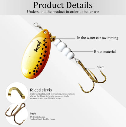 Spinner Bait Fishing Lure 3.9g 4.6g 7.4g 10.8g 15g Rotating Spinners Spoon Lures pike Metal With Treble Hooks Fishing goods The Clovii's Extravaganza!!!