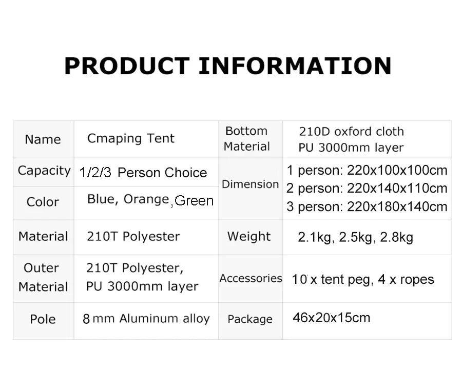 Desert Fox Camping Tents 1/2/3 Person Outdoor Lightweight Backpacking Tent Waterproof 3 Season Tent for Family Hiking Travelling The Clovii's Extravaganza!!!