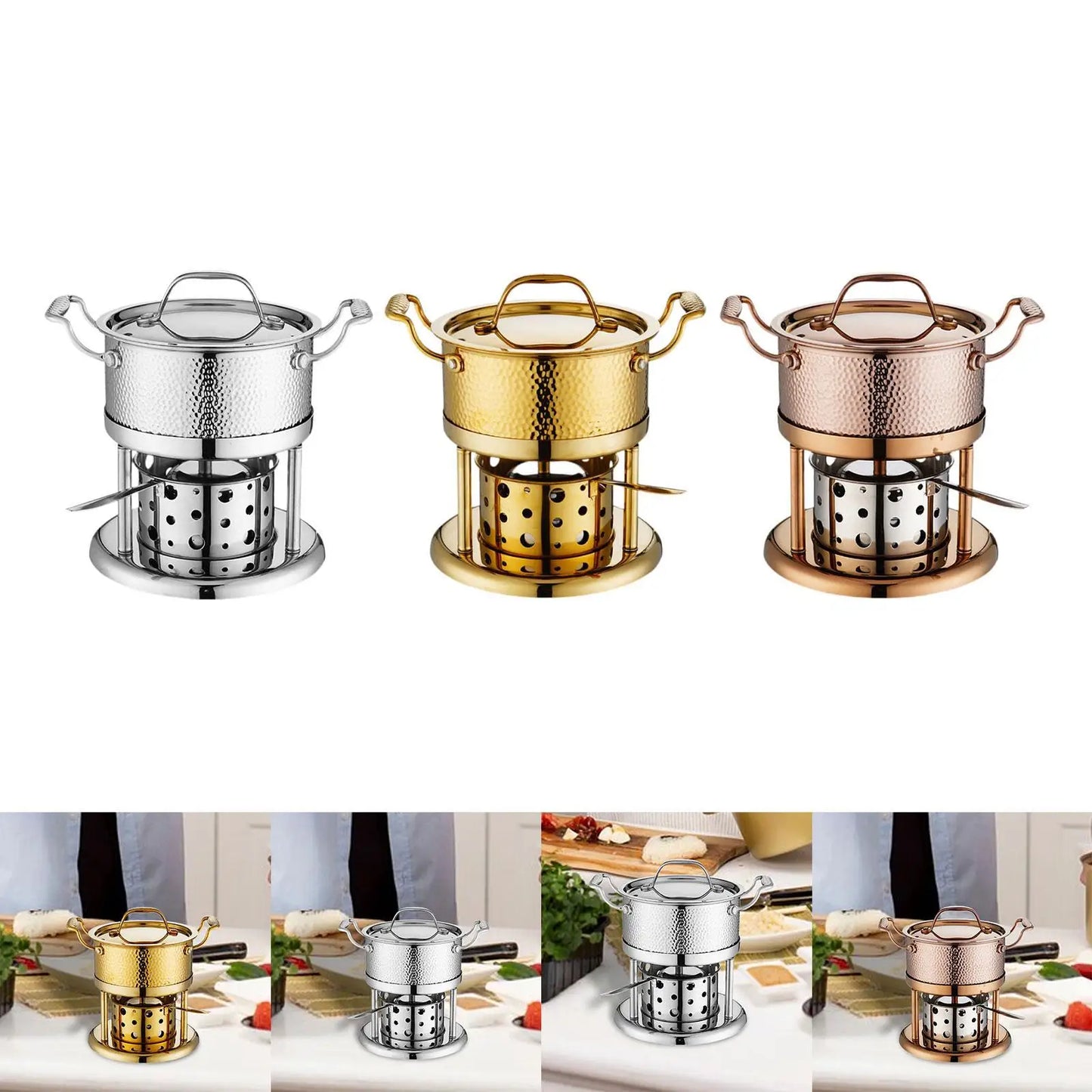 Alcohol Stove Hot Pot Stainless Steel Thick Sturdy Cookware Small Hot Pot Ramen Pot for Camping Restaurants BBQ Picnic Home Use The Clovii's Extravaganza!!!