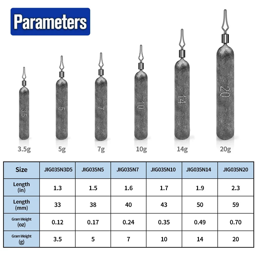 PROBEROS 10pcs Fishing Sinkers - 3.5g,5g,7g,10g,14g,20g - Drop Shot Weights & Pencil Sinkers - Perfect for Fishing! The Clovii's Extravaganza!!!