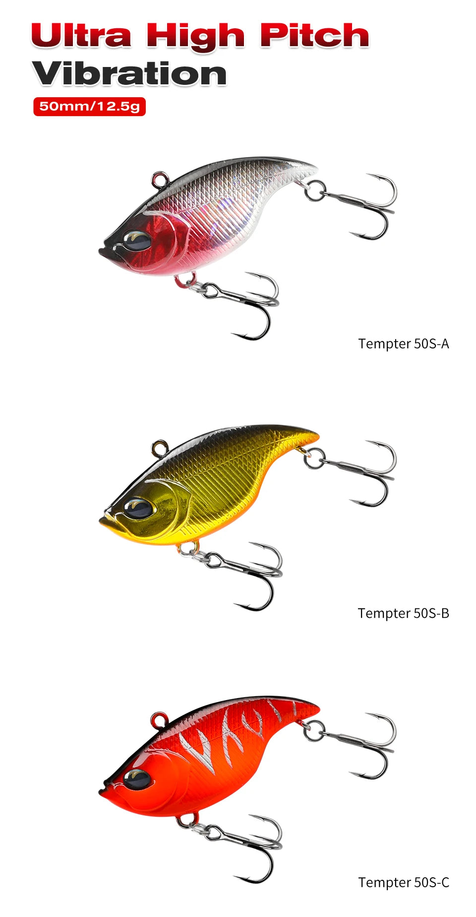 TSURINOYA 50S Vibration TEMPTER 50mm 12.5g Long Casting Sinking Fishing Lure VIB Winter Fishing Lipless Hard Bait For Pike Bass The Clovii's Extravaganza!!!