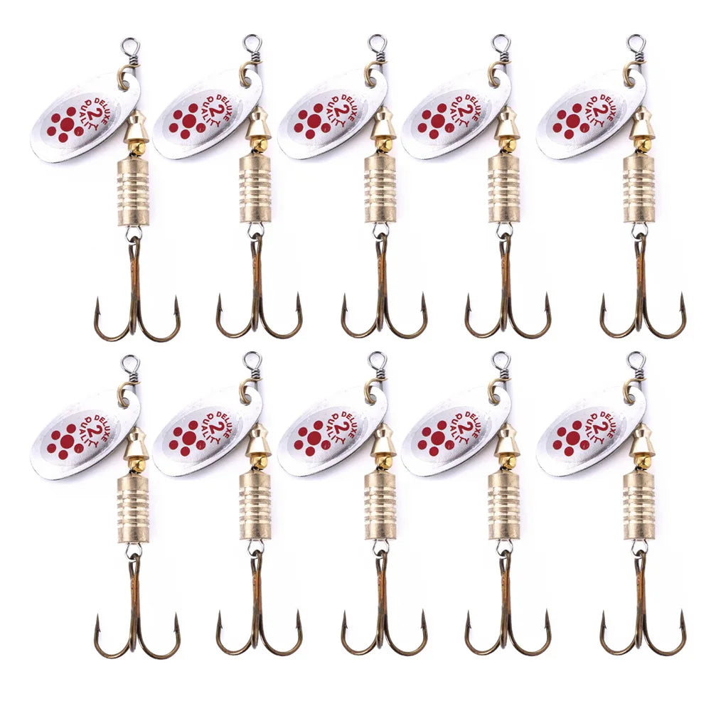 10Pcs Fishing Lure Sequins Crankbait  Spinner Spoon Metal Bait Spoon Baits for Bass Trout Perch Pike Rotating 6.7cm 6/7g The Clovii's Extravaganza!!!