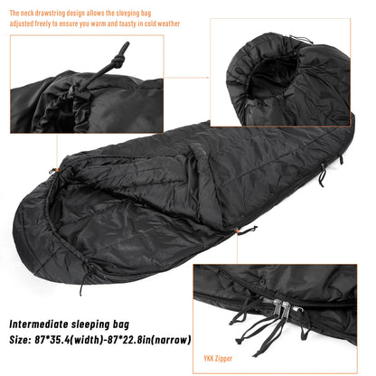 Akmax Army Military Modular Sleeping Bags System, Multi Layered with Bivy Cover for All Season, Woodland/Multicam The Clovii's Extravaganza!!!